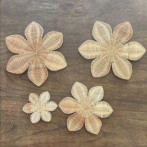 Woven Rattan Flower Coasters - Set of 4